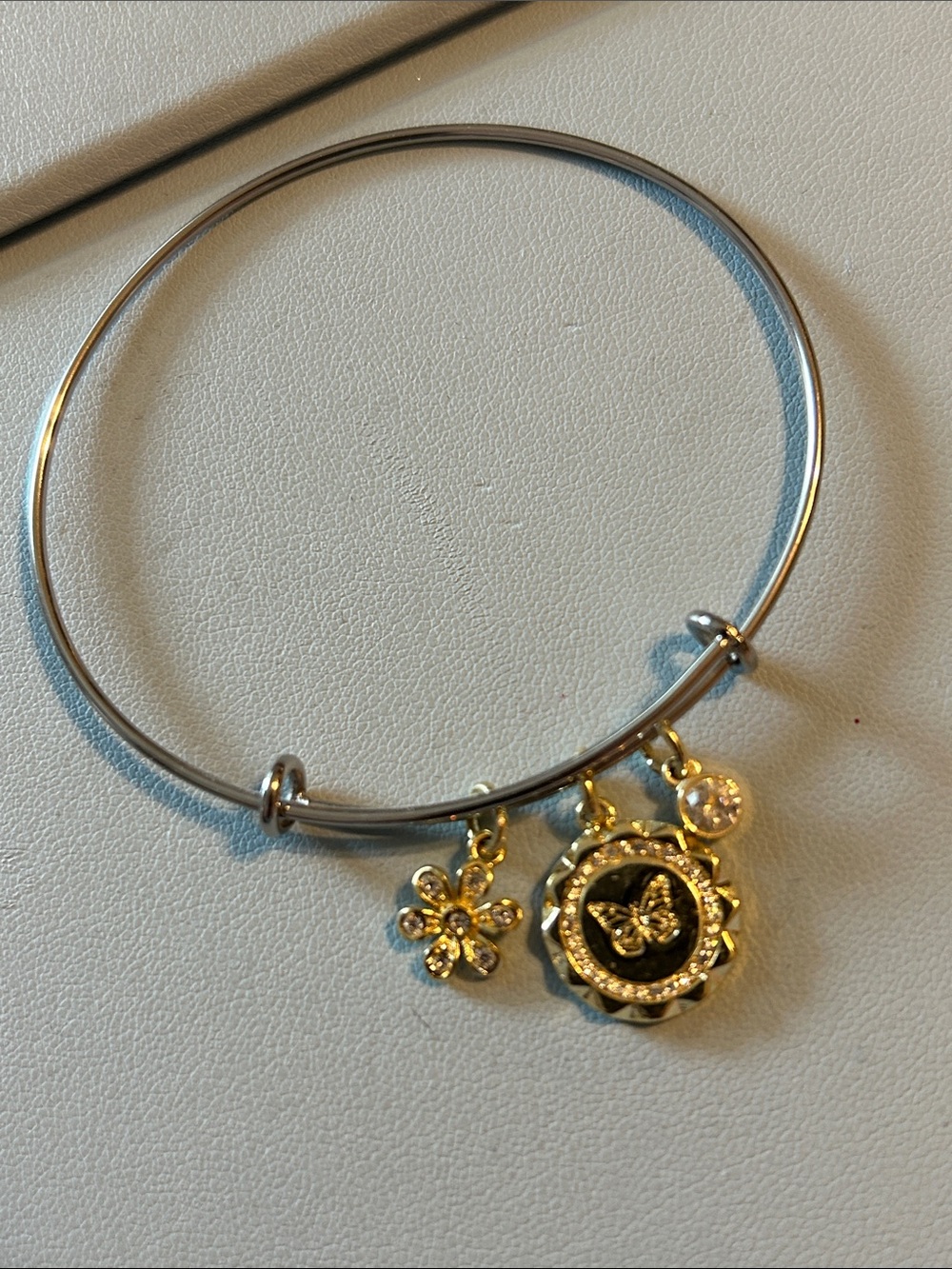 La CN gold  & Silver Butterfly Charm Bangle Bracelet